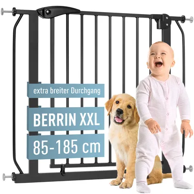 Produktbild von Treppengitter Türschutzgitter Treppenschutzgitter ohne Bohren Berrin XXL 140-150 cm schwarz ib style®