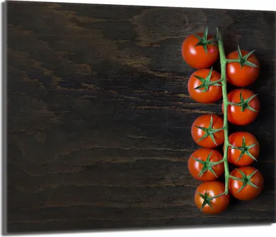 Produktbild von Herdabdeckplatte 60x52 Glaskeramikkochfeld Abdeckung Spritzschutz Glasplatte Deko Schneidebrett, Holz Tomaten