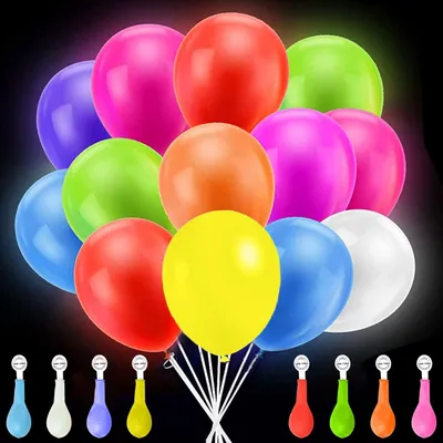 Zdjęcie produktu dla Świecące balony - zestaw 40 sztuk - LED, świecące w ciemności - migające balony LED - oświetlenie LED do balonów