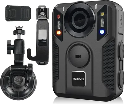 Produktbild von Retevis RT79 Körper Kamera, 128G Body Camera mit GPS, 2K/4K, Typ-C, Auto Saugnapf, Tragbarer Bodycam Körperkamera, Polizeirekorder, Fahrtenschreiber