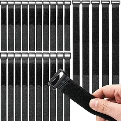 Produktbild von 25 Stück Kabelbinder, Wiederverwendbar, Nylon 15/20/30 cm Längen Schwarz Universell Kabelbinder für Kabelmanagement, Cable Organizer