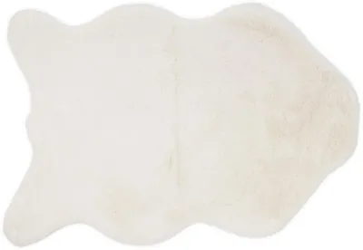 Produktbild von GÖZZE Fellimitat Teppich weicher flauschiger pflegeleichter Wohnteppich Weiss 60 x 90 cm