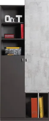 Produktbild von Jugendzimmer Drehtürenschrank / Kleiderschrank Ohey 04, Farbe: Dunkelgrau / Hellgrau - Abmessungen: 195 x 80 x 40 cm (H x B x T)