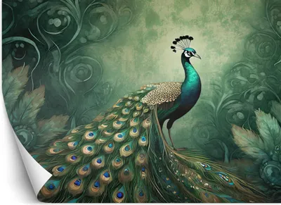 Produktbild von Vlies fototapete Pfau Tiere Vogel 250x175 cm Feeby Grün inkl. Kleber einfache Montage