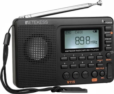 Produktbild von Retekess V115 Tragbares Radio,Radio AM FM SW mit 1000mAh Wiederaufladbare Batterie, 32 GB TF Karte, Weihnachtsgeschenke für die Familie