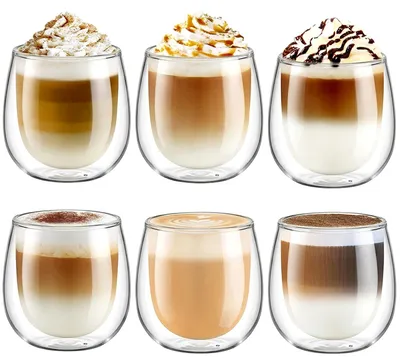 Zdjęcie produktu dla Zestaw 6 podwójnych szklanek do kawy – pojemność 250 ml
