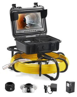 Obrázek produktu pro Inspekční kamera pro potrubí - Kamera pro kontrolu kanalizace - Endoskop - Monitor pro potrubí - Inspekční zařízení - 9palcový HD displej