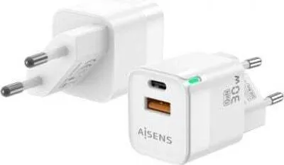 Zdjęcie produktu dla Ładowarka ścienna Aisens ASCH-30W2P004-W/ 1xUSB Type-C/ 1xUSB/ 30W