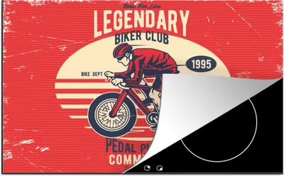 Produktbild von KitchenYeah© Herdabdeckplatte Fahrrad - Radfahrer - Retro , 78x52cm, Küche Deko, Glaskeramikkochfeld Herdabdeckung, Abdeckplatte fùr Kochfeld
