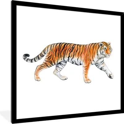 Produktbild von MuchoWow® MuchoWow® Gerahmtes Poster Tiger - Orange - Schwarz 40x40 cm - Poster mit zchwarzem Bilderrahmen - Mit Rahmen - Wanddekoration Schlafzimmer