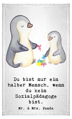 Produktbild von Mr. & Mrs. Panda Handtuch Sozialpädagoge Herz - Weiß - Geschenk, Gäste-WC, Kleines, gäste wc, Frotteetuch, Baumwollhandtuch
