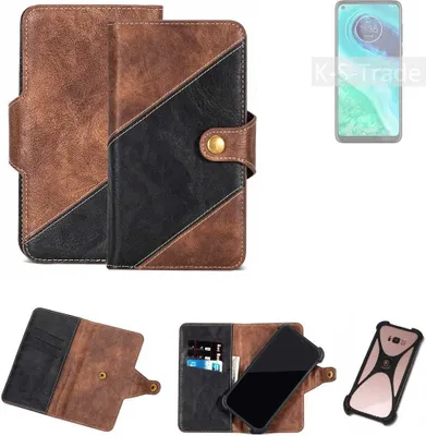 Produktbild von K-S-Trade Handyhülle Schutzhülle Bookstyle Case kompatibel mit Motorola Moto G8 Klapphülle Cover Hülle Schutztasche 1x