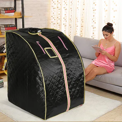 Produktbild von Infrarot Sauna-Box Tragbare Dampfsauna  Indoor Folding Sauna Dampfkabine Personal Spa Trockene Saunaheizung 1000W |schwarz