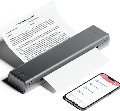 Produktbild von Thermodrucker A4 203DPI Inkless Printer Kompatibel mit Android & iOS für Handy & Laptop, Unterstützt 210x297mm A4 Thermopapier, Tragbarer Drucker