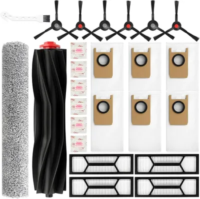 Produktbild von 25 Stück Zubehör für Eufy S1 Pro/Omni S1 Pro Saugroboter, 1 Hauptbürste, 1 Roller Wischtuchrolle, 4 Filter, 6 Staubbeutel, 6 Seitenbürsten, 6 Flach-Duftstein, 1 Reinigungsbürste