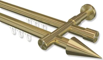 Produktbild von Interdeco Innenlaufstange, Gardinenstange mit Innenlauf Messing-Optik Modell Prestige Savio, 20 mm Ø 2-läufig, 440 cm (geteilt)