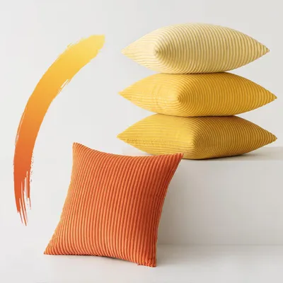 Produktbild von Kissenbezüge Kordsamt 4er Set 45x45 cm Orange Weich Dekokissenbezüge