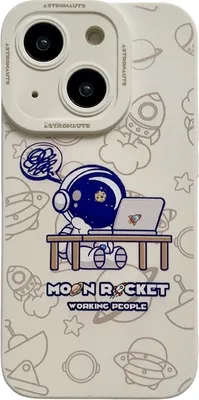 Produktbild von Für iPhone 15 Plus Liquid Silicone Astronaut Pattern Phone Case (Weiß)
