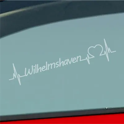 Produktbild von Auto Aufkleber Wilhelmshaven Herz Herzschlag 19x4 cm Milchglas Sticker Heckscheibenaufkleber