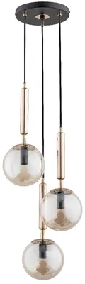 Zdjęcie produktu dla Lampa wisząca VOLDA czarno-złoto-bursztynowa 3xE14x10W metal wym:90x28x28cm IP20 Alfa
