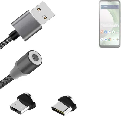 Produktbild von K-S-Trade Hochwertiges Magnet-Lade-kabel Sync-Kabel Daten-Kabel kompatibel mit BLU View 5 mit USB-Typ-C-Anschluss und Micro-USB-Anschluss 2A bis zu
