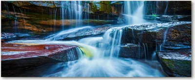 Produktbild von Tulup® Leinwandbild - 125x50 cm - Wandkunst - Drucke auf Leinwand - Leinwanddruck  - Landschaften - Blau - Wasserfall Tropisch