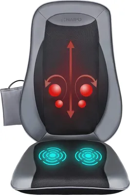Produktbild von NAIPO Rücken Massagegerät Massagesitzauflagen mit Shiatsu Wärme Tiefenmassage Rollmassage Vibration für oberen unteren komplett Rücken MGBK-2606H