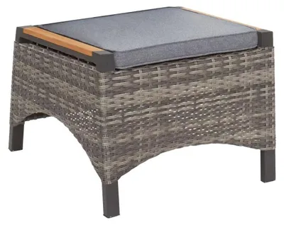 Produktbild von Hocker Fußbank Nizza braun Polyrattan Teak Garten wetterfest