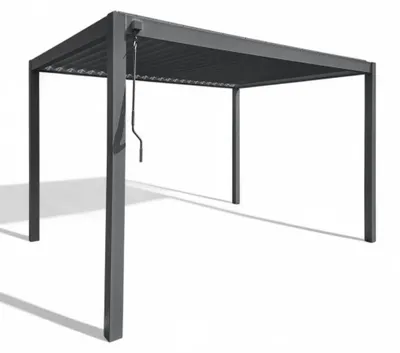 Immagine prodotto di Pergola bioclimatica 3x3 in alluminio con doppia lamella frangisole orientabili e resistenti a tutte le intemperie -  Antracite