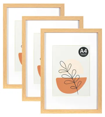 Fotolijst A4 (21x30 cm) 3er-Set mit Passepartout, Eichenoptik