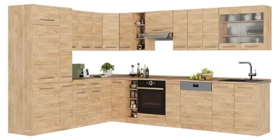 Immagine prodotto di Cucina angolare completa Vicco Fame-Line Rovere dorato/Rovere dorato 347 x 257 cm, PL Antracite, Model 57083