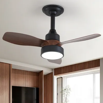 Produktbild von Deckenventilator mit Beleuchtung und Fernbedienung 24W LED Leise Deckenleuchte Braun Ventilator Mit Dimmbar Timer Einstellbare Windgeschwindigkeit