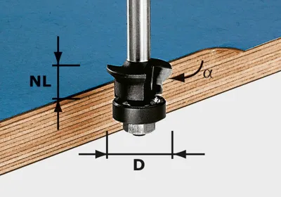 Immagine prodotto di Festool Fresa per smussatura a filo HW con gambo da 8 mm HW S8 D24/0° +45° | 491026