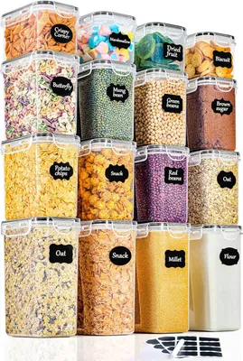 Produktbild von Luftdichte Vorratsdosen Set - Küchenorganizer - 16-teiliges Set - Kunststoff - Verschiedene Größen