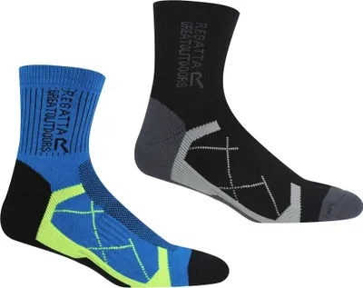 Produktbild von Regatta - "Active" ponožky pre mužov - outdoorové (balenie 2 ks) RG10497 (43 EU - 47 EU) (Black/Hawaii Blue)
