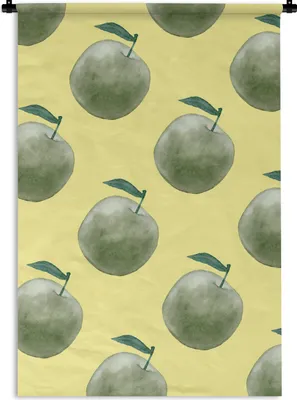 Produktbild von MuchoWow® Wandteppich Wandbehang Äpfel - Grün - Gelb 60x90 cm Tapisserie Dekoration Wandtuch - Foto-Teppich - Abwaschbar