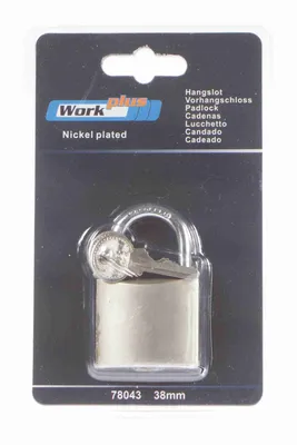 Produktbild von Work Plus Vorhängeschloss Vernickelt 38mm 78043 1 Stück