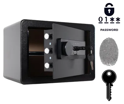 Image de Coffre-fort biométrique blindé pour la maison avec empreinte digitale 25 x 35 x 25 cm Noir
