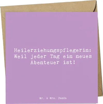Produktbild von Mr. & Mrs. Panda doppelkarte Spruch Heilerziehungspflegerin Abenteuer - Lavendeltraum - Geschenk, anlasskarte, Berufung, Glückwunschkarte, Beruf, Berufsliebe, Klappkarte
