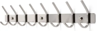 Produktbild von TOJ Living Wandgarderobe - 62CM - 16 Haken - Kleiderhaken - Garderobenhaken - Garderobenhaken Wand - Garderobe - Wandgarderobe - Garderobenständer Wandmontage - Wandhaken Garderobe - Edelstahl - Silber