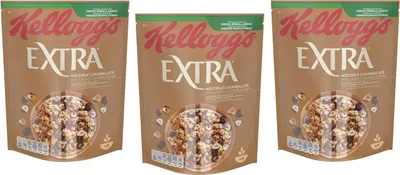 Produktbild von 3x Kellogg's Extra Nocciole Caramellate Knusprige Haferflocken mit Karamellisierte Haselnüsse 100% Vollkorn 375g-Packung