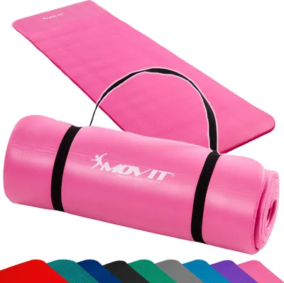 Produktbild von MOVIT Gymnastikmatte Pilates, Gymnastik, Yoga, Matte - hautfreundlich und , Yogamatte für Zuhause oder Unterwegs - 190x60x1,5cm, Pink