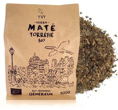 Imagen del producto de YVY MATÉ – Yerba Mate orgánica tostada, 500 g – sin humo, sin tallos, sabor suave y equilibrado – una alternativa natural al café