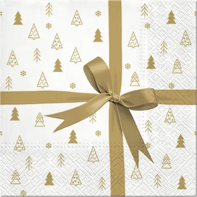 Image de Lot de 20 serviettes en papier Cadeaux dore
