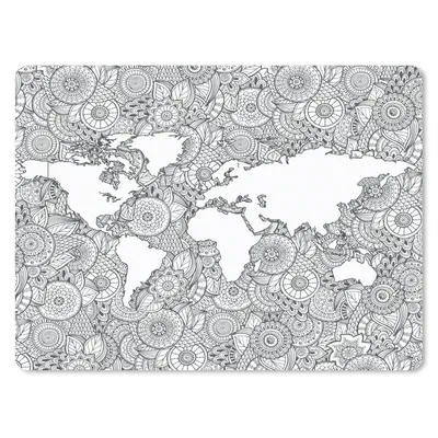 Produktbild von MuchoWow® Mauspad Mousepad Weltkarte - Muster - Schwarz und weiß 23x19 cm - Mousepads - Maus Mat - Pad - Mausunterlage - Schreibtischunterlage - Mauspad