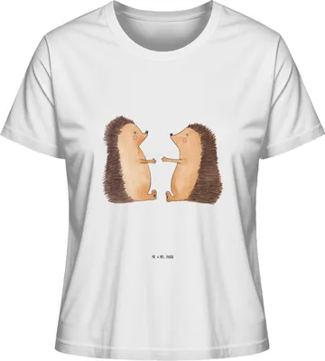 Produktbild von Mr. & Mrs. Panda Oberteil Damen Igel Liebe Größe M - Weiß - Geschenk, Hochzeitstag, Freundin, Hochzeit, Basic Shirt, Freund, Kurzarmshirt, T-Shirt