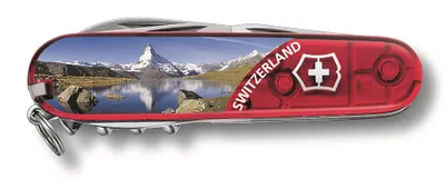 Obrázok produktu pre Dôstojnícky nôž Victorinox Climber Matterhorn, červený priehľadný