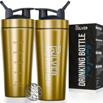 Produktbild von Pulver® 1000ml protein Shaker Edelstahl - Auslaufsicher & BPA-Frei shaker für Protein-Shakes&Trinkzweck|Goud shaker bottle für Fitness & Fitnessstudio