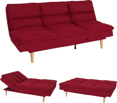 Immagine prodotto di Divano letto HWC-M79, divano letto per ospiti, divano letto, funzione letto, superficie di appoggio 180x110cm ~ tessuto/tessuto bordeaux