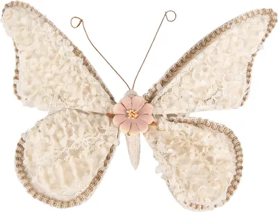Produktbild von Clayre & Eef Dekoration Schmetterling 30x3x24 cm Beige Synthetisch
